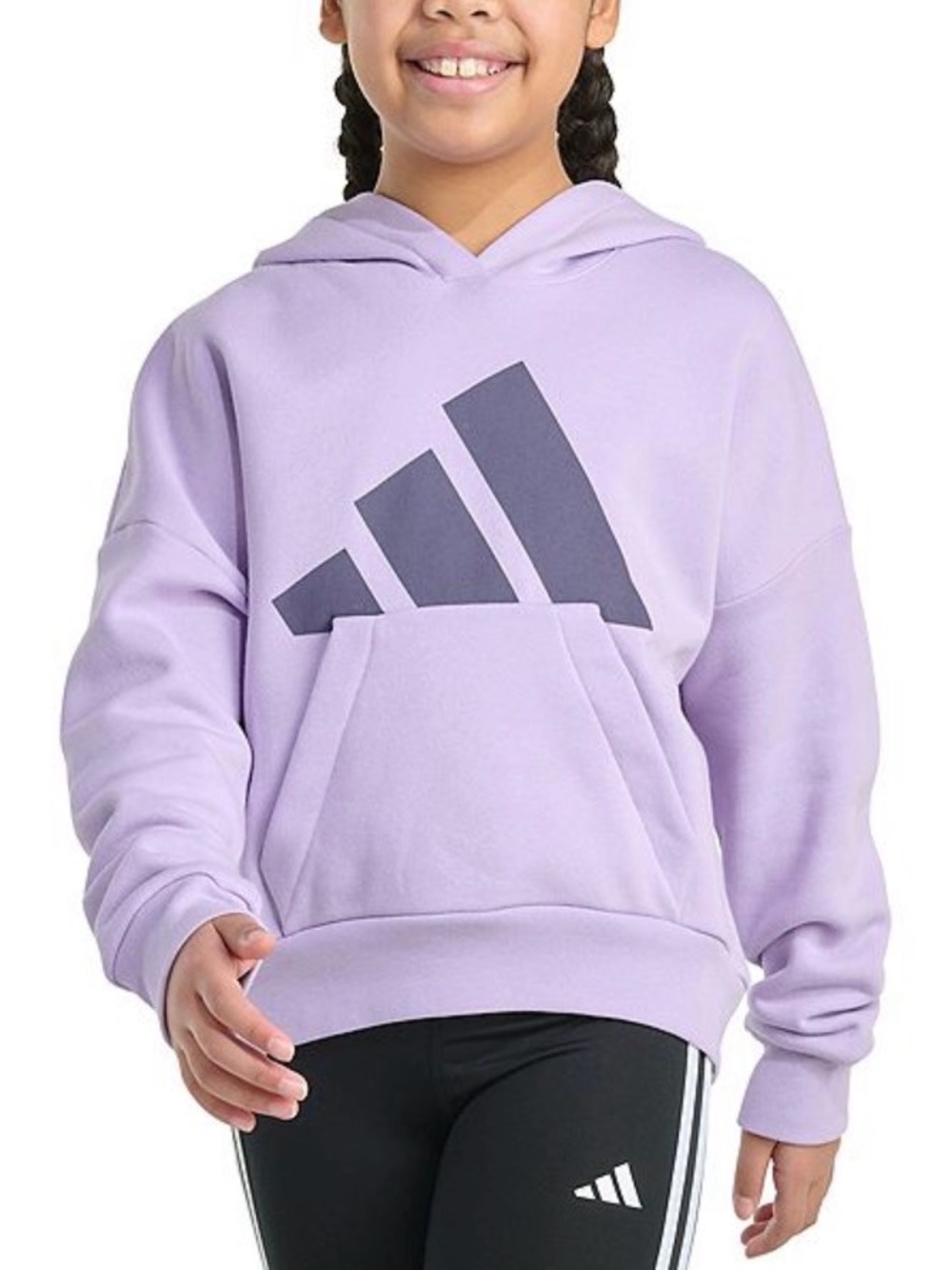 Adidas Girls Large Logo Pullover Hoodie - Light Purple - S (7/8)